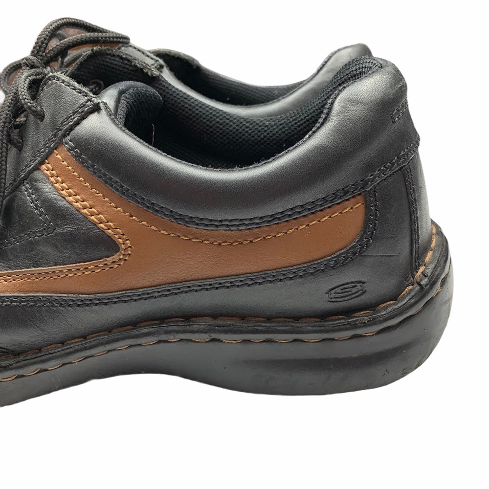 Skechers Leather Black Tan Lace Up Oxfords Mens 13 - Picture 3 of 7